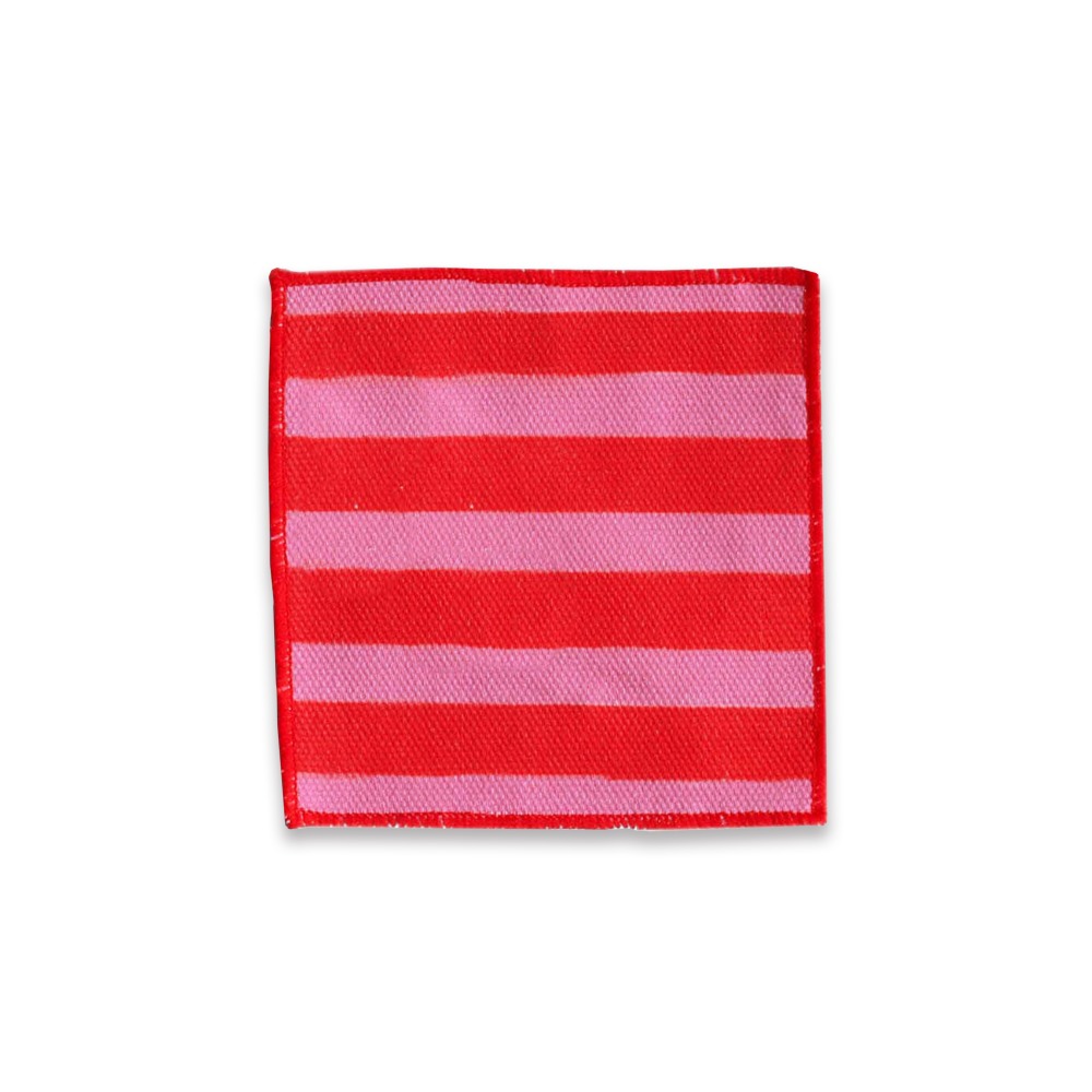 yahn) Stripe Canvas Coaster - pink